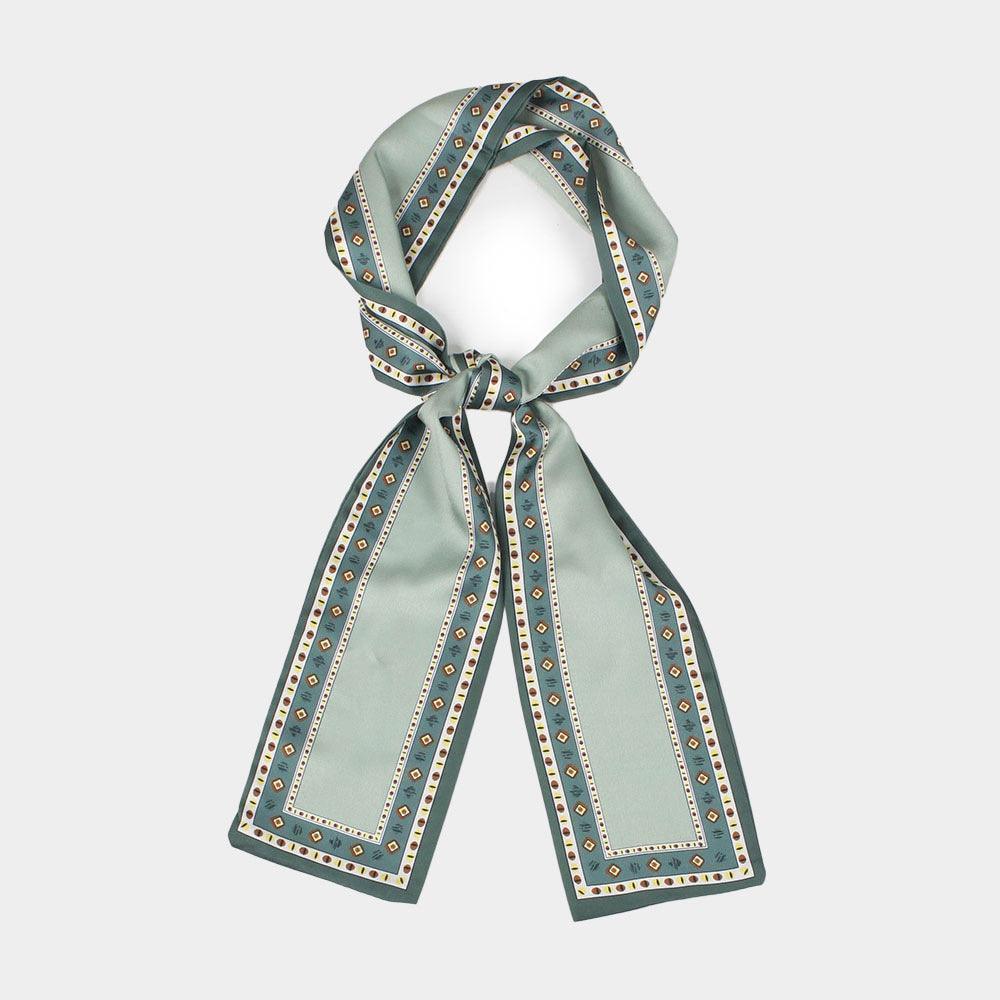 Green Ethnic Print Satin Head Scarf - Jewelry Store by Erik Rayo