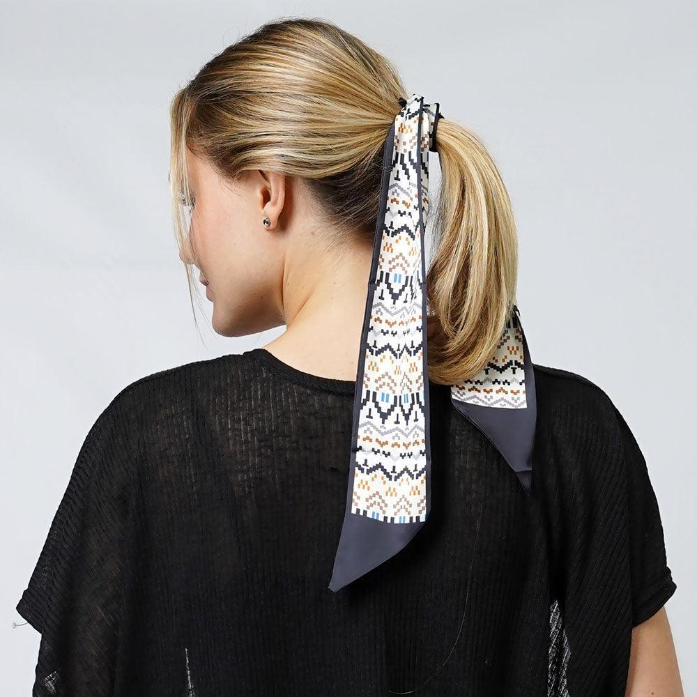 Black Ethnic Print Satin Head Scarf - Jewelry Store by Erik Rayo