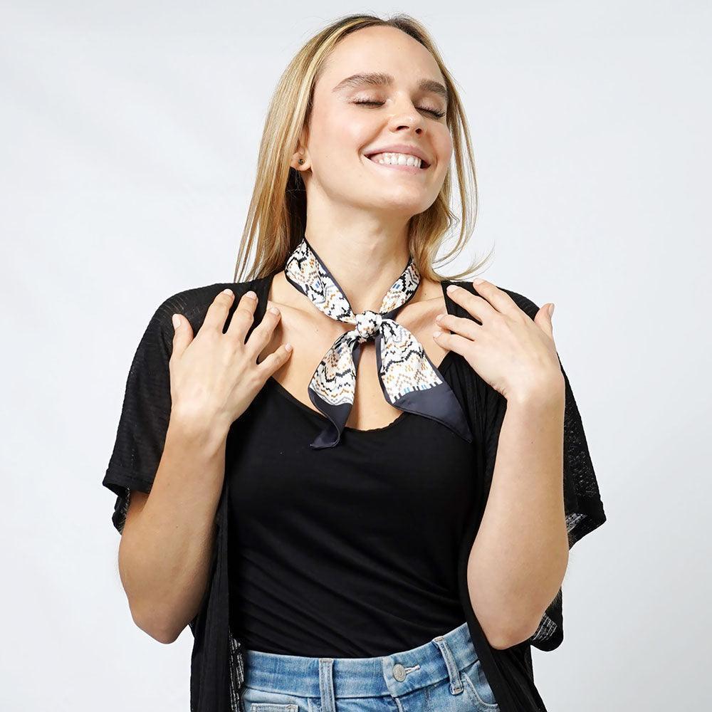 Black Ethnic Print Satin Head Scarf - Jewelry Store by Erik Rayo