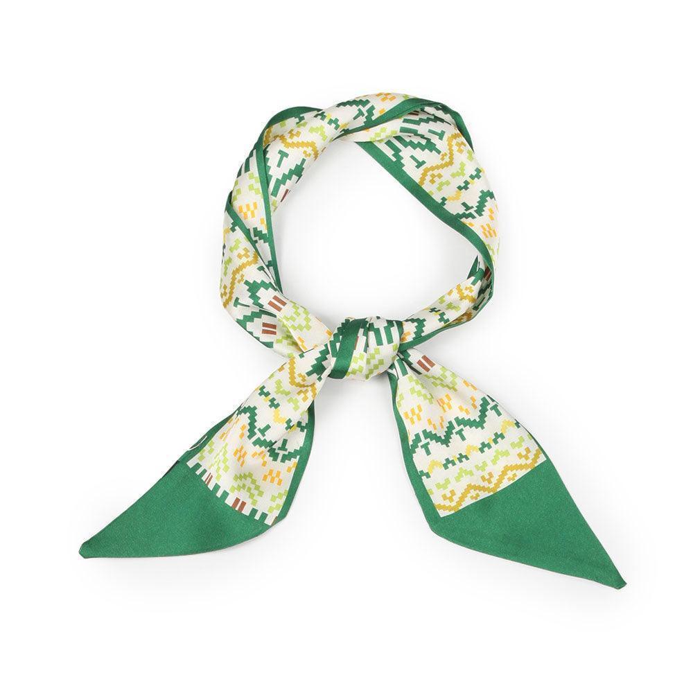 Green Ethnic Print Satin Head Scarf - Jewelry Store by Erik Rayo