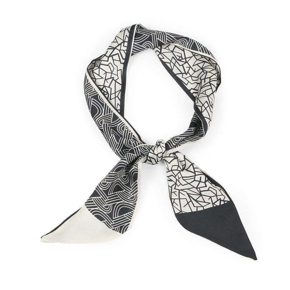 Black Geometric Print Satin Head Scarf - Jewelry Store by Erik Rayo