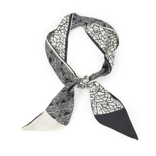 Load image into Gallery viewer, Black Geometric Print Satin Head Scarf
