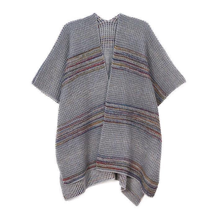 Gray Marled Striped Ruana Poncho - Jewelry Store by Erik Rayo