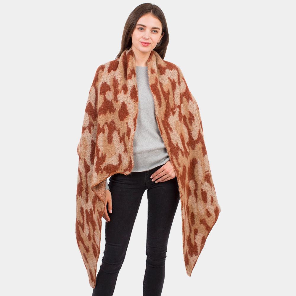 Beige Leopard Fuzzy Heavy Scarf