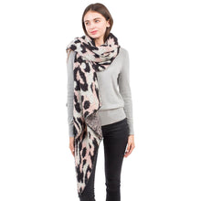 Load image into Gallery viewer, Black Leopard Fuzzy Heavy Scarf
