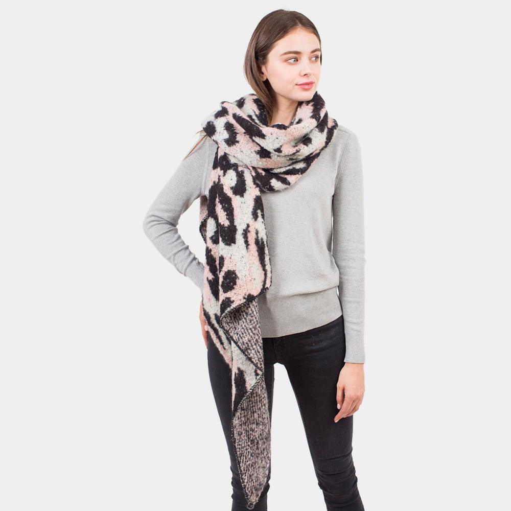 Black Leopard Fuzzy Heavy Scarf