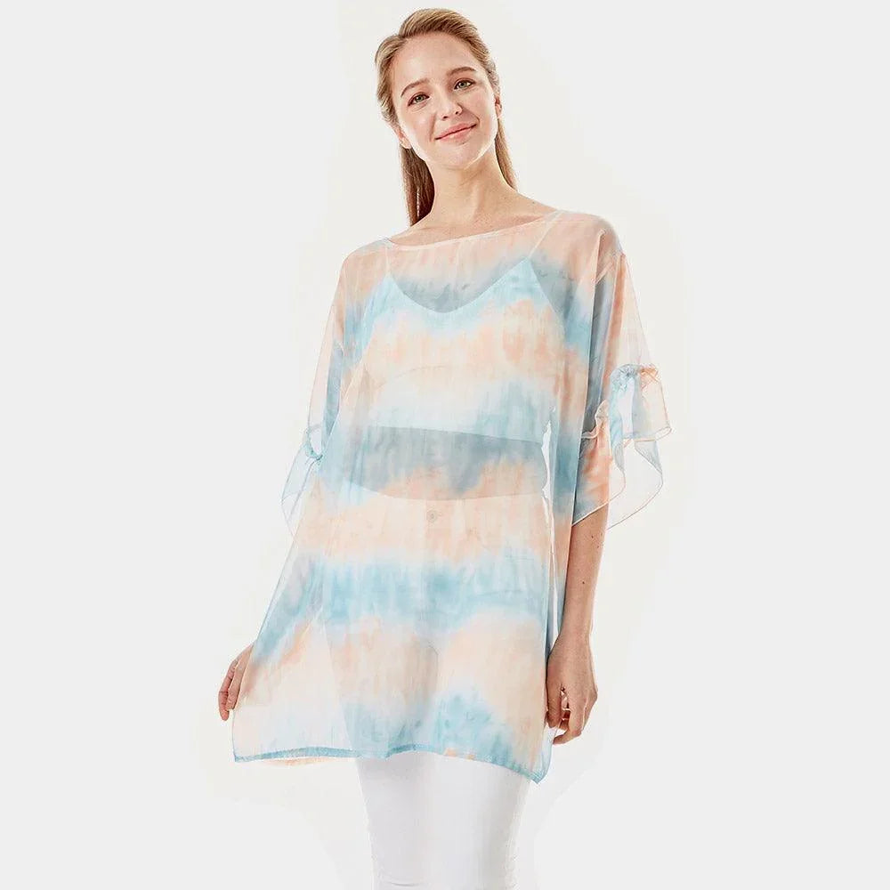 Blue Tie Dye Cover Up Poncho - Jewelry Store by Erik Rayo