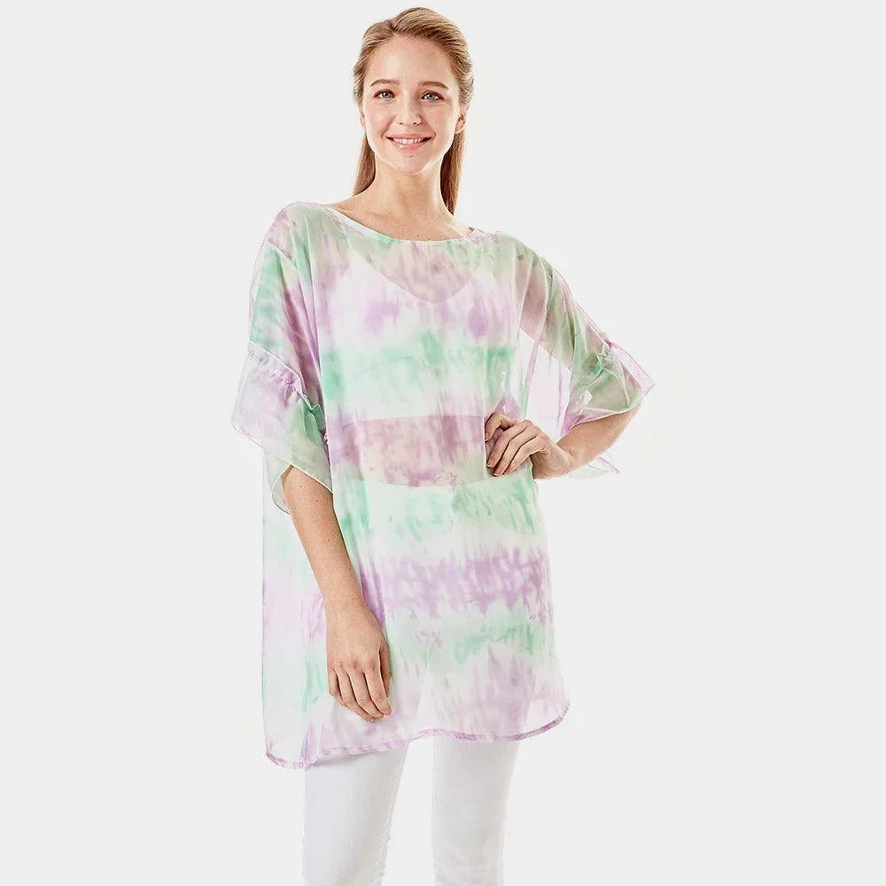 Pink Tie Dye Cover Up Poncho - Jewelry Store by Erik Rayo