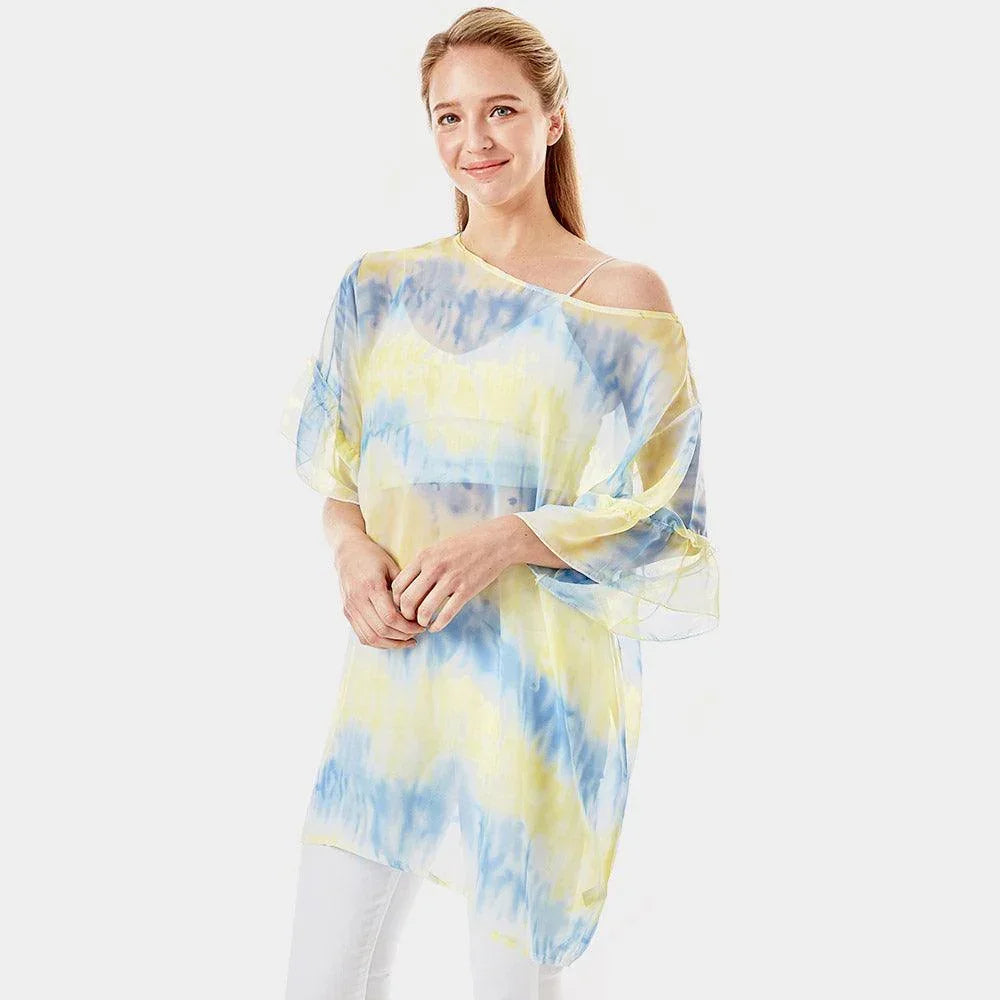 Yellow Tie Dye Cover Up Poncho - Jewelry Store by Erik Rayo