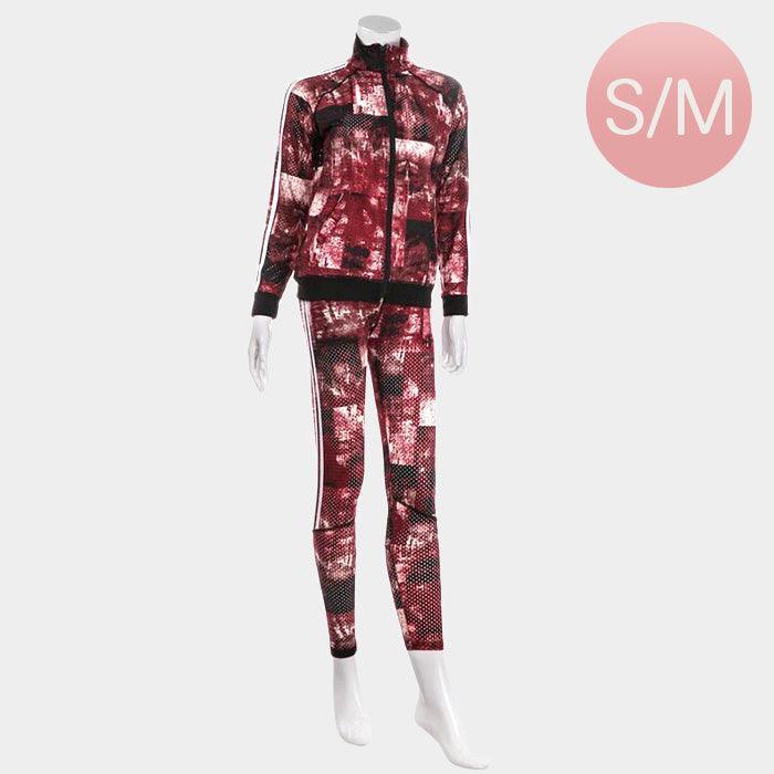 Burgundy Side Double Stripe Detail Track Jacket Pants Set - Jewelry Store by Erik Rayo