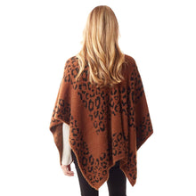 Load image into Gallery viewer, Brown Leopard Patterned Soft Fuzzy Ruana Poncho
