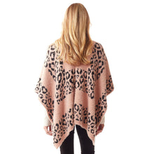 Load image into Gallery viewer, Pink Leopard Patterned Soft Fuzzy Ruana Poncho
