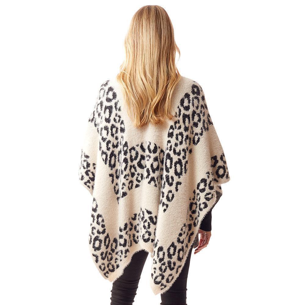 White Leopard Patterned Soft Fuzzy Ruana Poncho - Jewelry Store by Erik Rayo