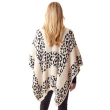 Load image into Gallery viewer, White Leopard Patterned Soft Fuzzy Ruana Poncho
