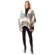 Load image into Gallery viewer, White Leopard Patterned Soft Fuzzy Ruana Poncho
