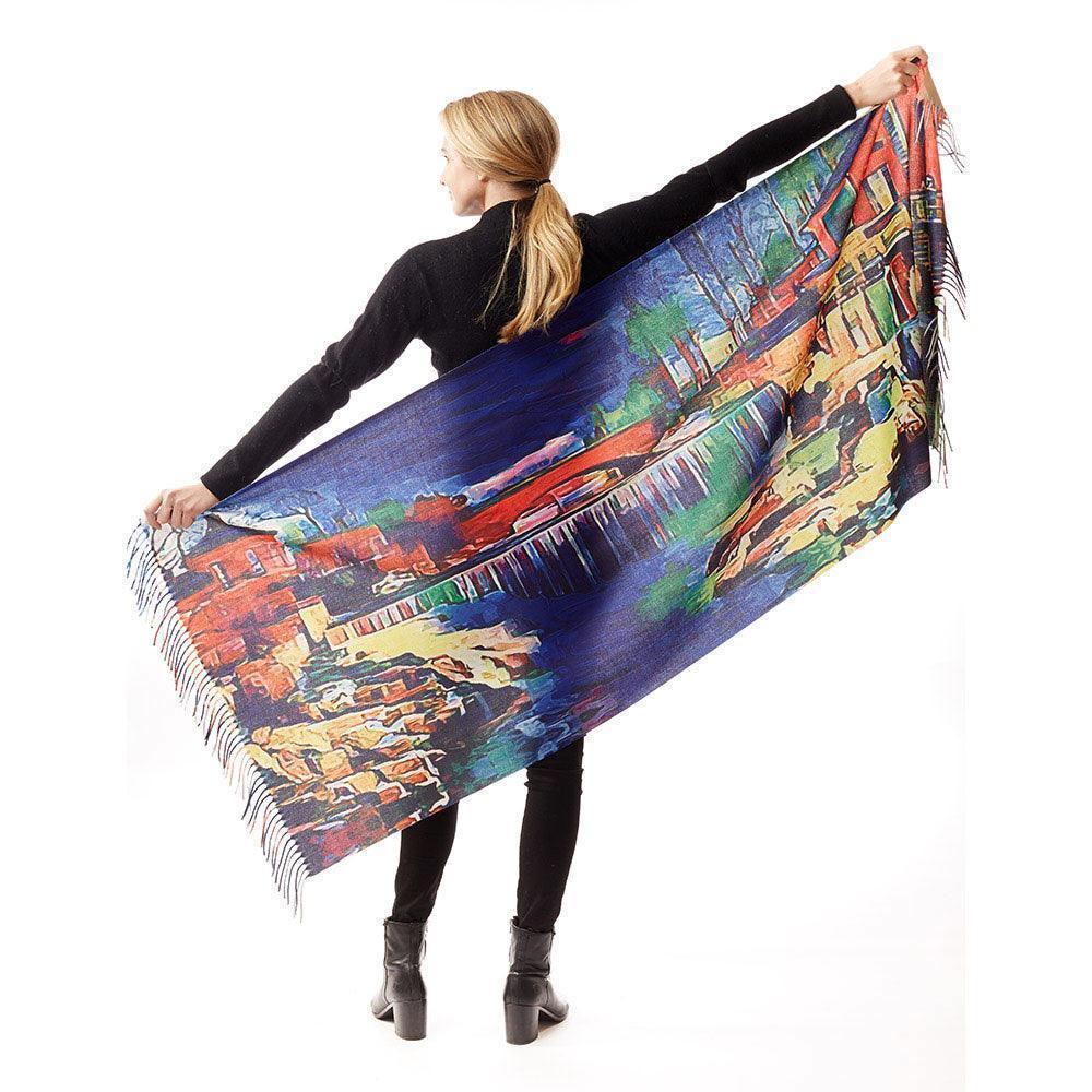 Colorful Houses Painting Printed Scarf - Jewelry Store by Erik Rayo