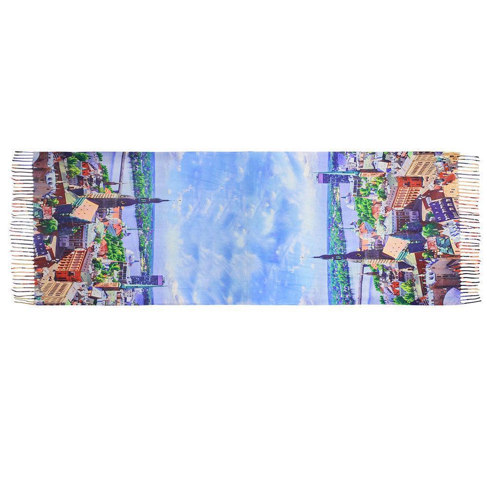 City Landscape Painting Printed Scarf - Jewelry Store by Erik Rayo