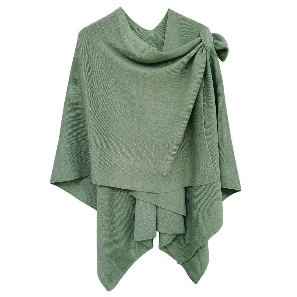 Green Solid Shoulder Strap Ruana Poncho - Jewelry Store by Erik Rayo