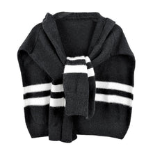 Load image into Gallery viewer, Black Striped Knit Hoodie Top
