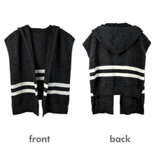 Load image into Gallery viewer, Black Striped Knit Hoodie Top
