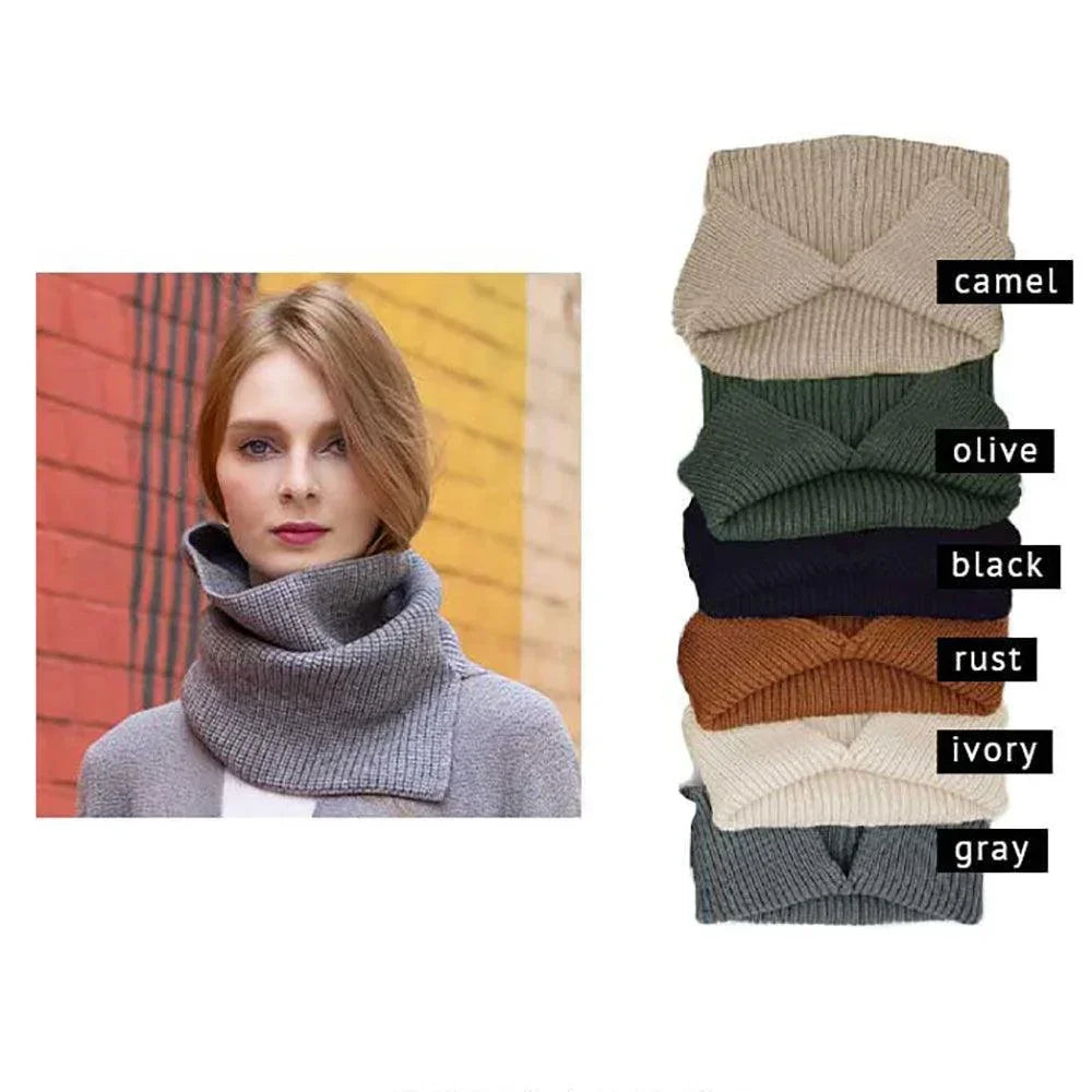 Ivory Solid Ribbed Knit Snood Scarf - Jewelry Store by Erik Rayo