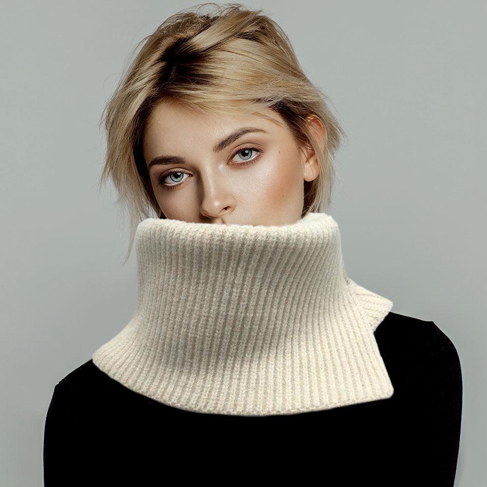 Ivory Solid Ribbed Knit Snood Scarf - Jewelry Store by Erik Rayo