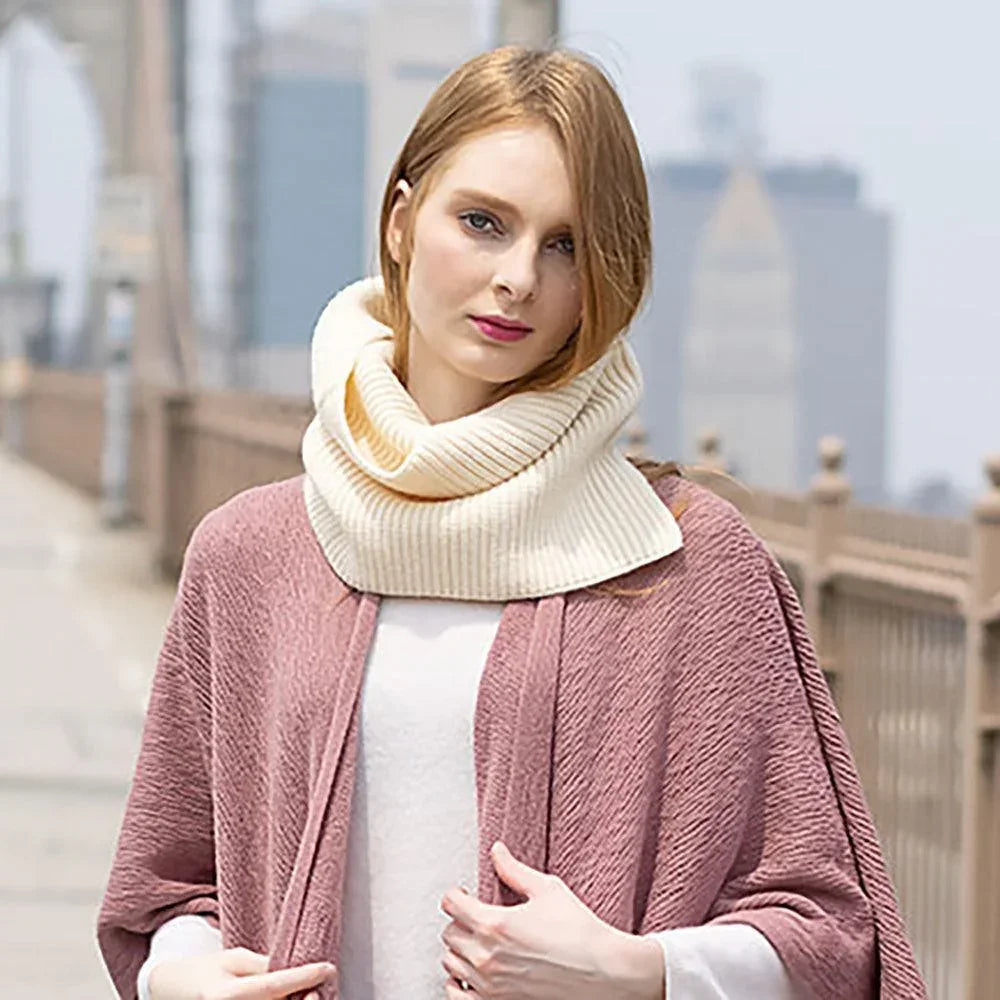 Ivory Solid Ribbed Knit Snood Scarf - Jewelry Store by Erik Rayo