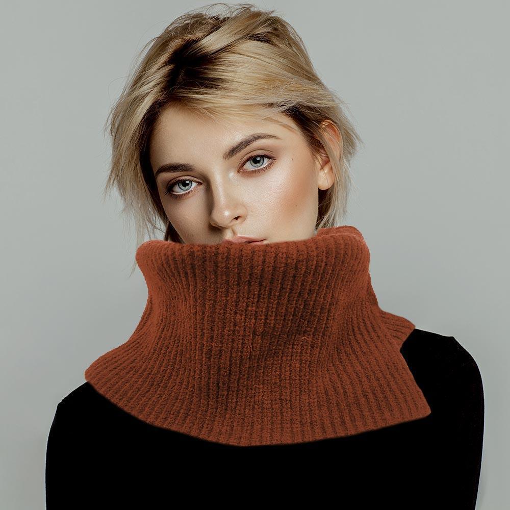 Rust Solid Ribbed Knit Snood Scarf - Jewelry Store by Erik Rayo