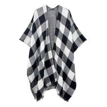 Load image into Gallery viewer, Black Reversible Plaid Check Poncho
