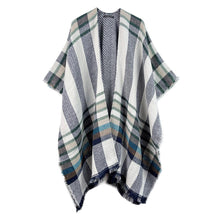 Load image into Gallery viewer, Black Reversible Plaid Check Patterned Poncho
