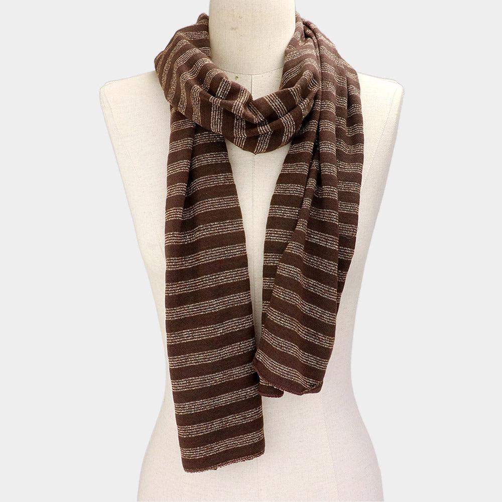 Brown Striped Oblong  Scarf