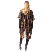 Load image into Gallery viewer, Brown Mixed Animal Printed Gold Foil Accented Ruana Poncho
