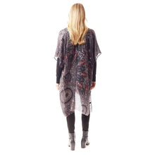 Load image into Gallery viewer, Black Peacock Feather Printed Ruana Poncho
