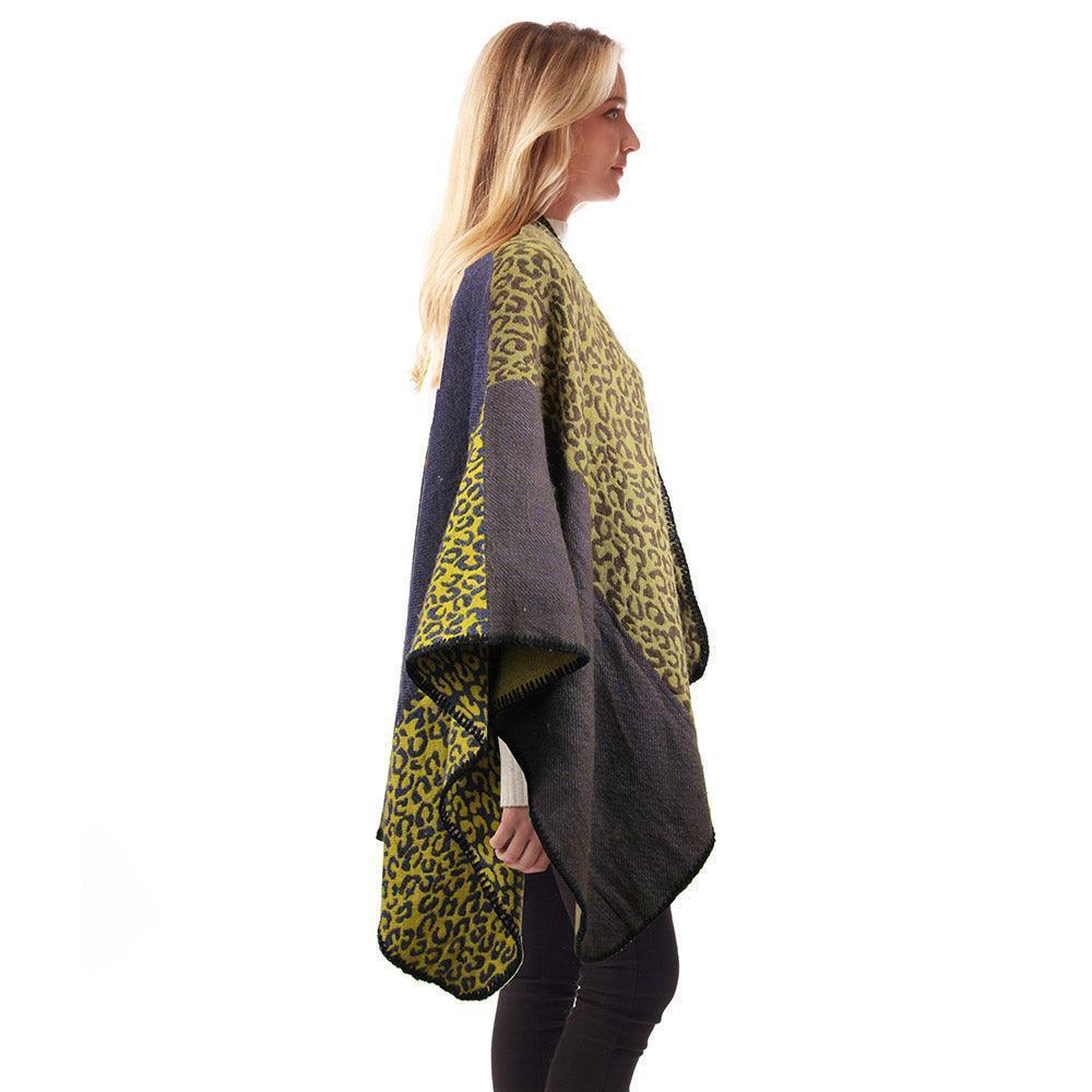 Mustard Leopard Patterned Stitch Ruana Poncho - Jewelry Store by Erik Rayo