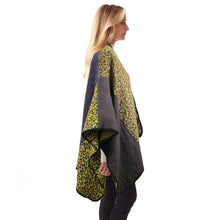 Load image into Gallery viewer, Mustard Leopard Patterned Stitch Ruana Poncho
