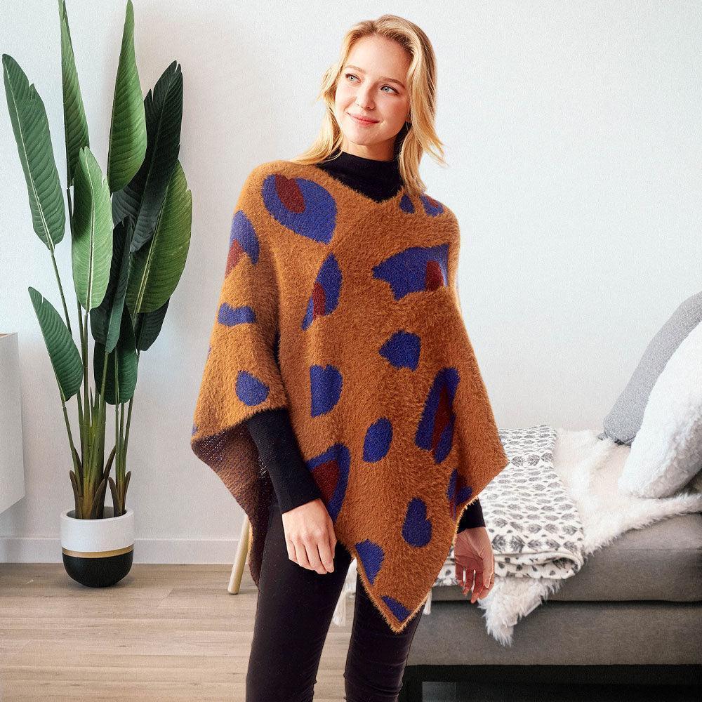 Brown Leopard Patterned Soft Poncho - Jewelry Store by Erik Rayo