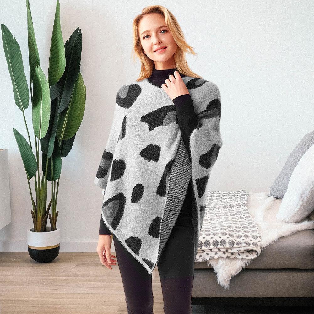 Gray Leopard Patterned Soft Poncho - Jewelry Store by Erik Rayo