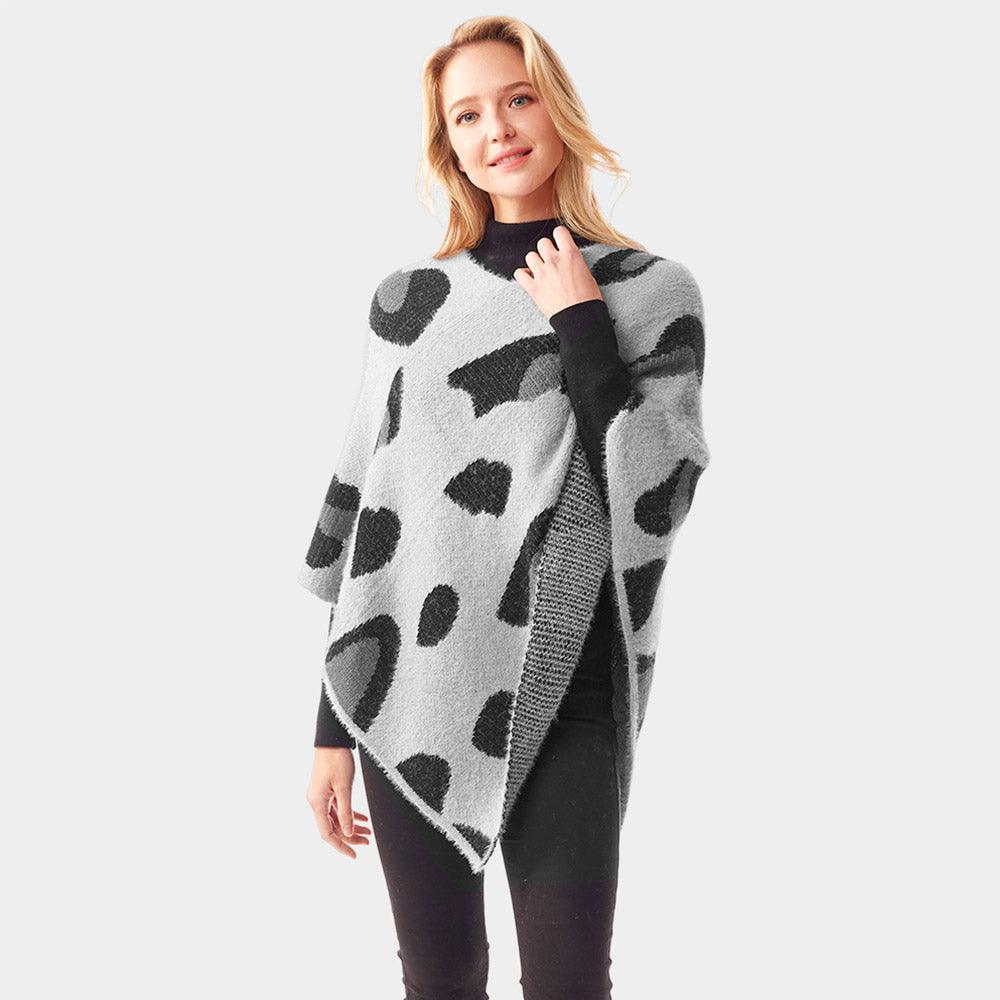 Gray Leopard Patterned Soft Poncho - Jewelry Store by Erik Rayo