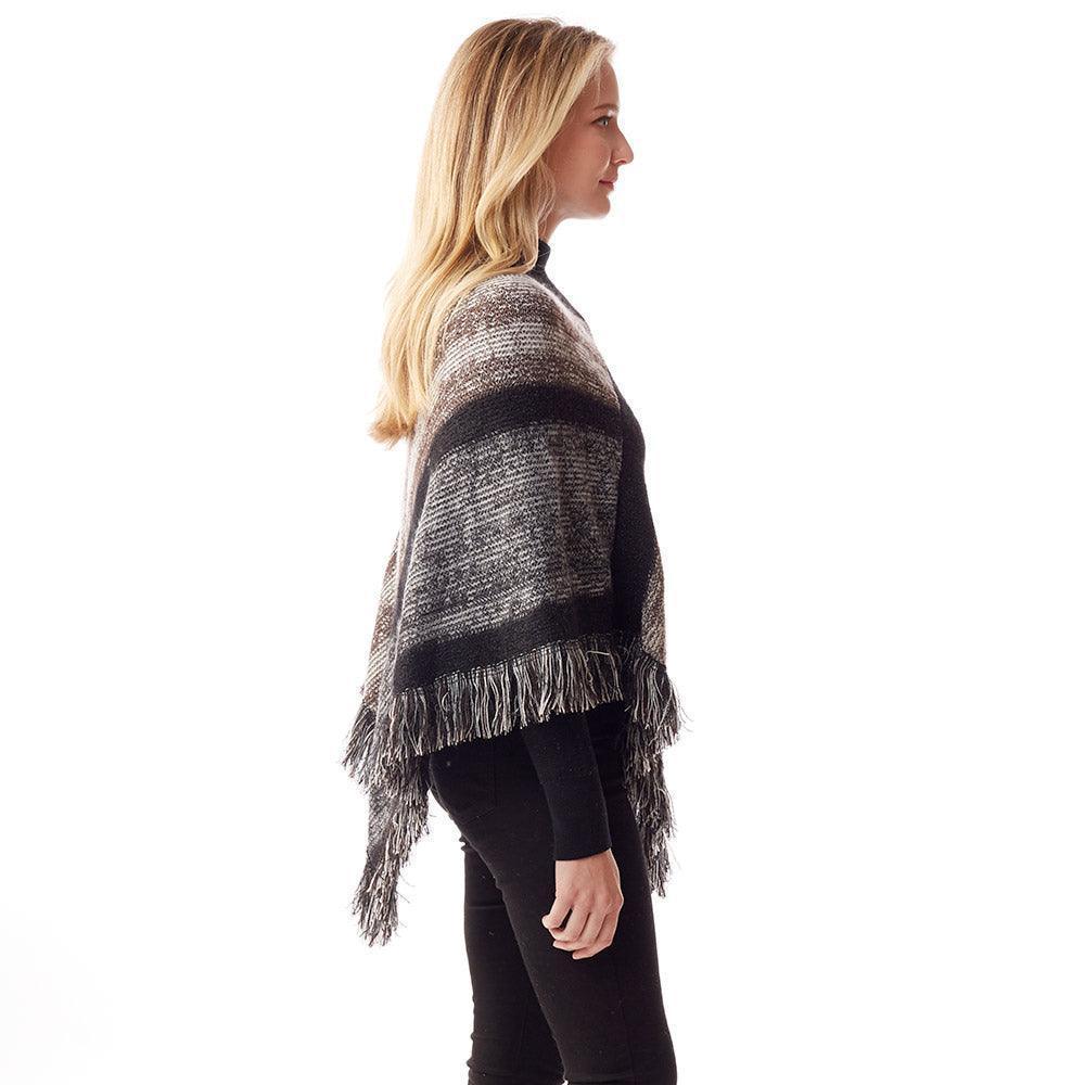 Black Colorful Vertical Stripe Patterned Poncho - Jewelry Store by Erik Rayo