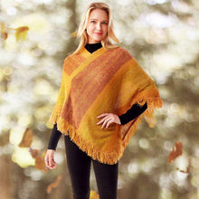 Load image into Gallery viewer, Mustard Colorful Vertical Stripe Patterned Poncho
