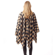 Load image into Gallery viewer, Beige Houndstooth Printed Ruana Poncho
