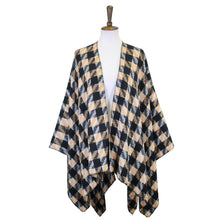 Load image into Gallery viewer, Beige Houndstooth Printed Ruana Poncho
