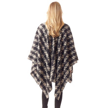 Load image into Gallery viewer, Black Houndstooth Printed Ruana Poncho
