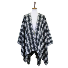 Load image into Gallery viewer, Black Houndstooth Printed Ruana Poncho
