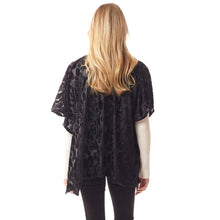 Load image into Gallery viewer, Black Velvet Burnout Shawl Poncho
