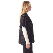 Load image into Gallery viewer, Black Velvet Burnout Shawl Poncho
