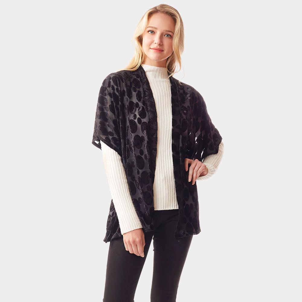 Black Velvet Burnout Shawl Poncho