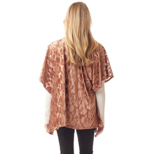 Load image into Gallery viewer, Brown Velvet Burnout Shawl Poncho
