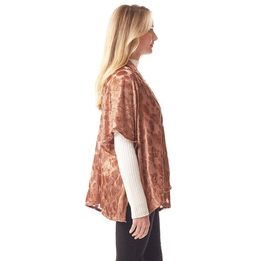 Brown Velvet Burnout Shawl Poncho - Jewelry Store by Erik Rayo