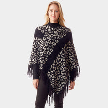 Load image into Gallery viewer, Black Leopard Patterned Poncho
